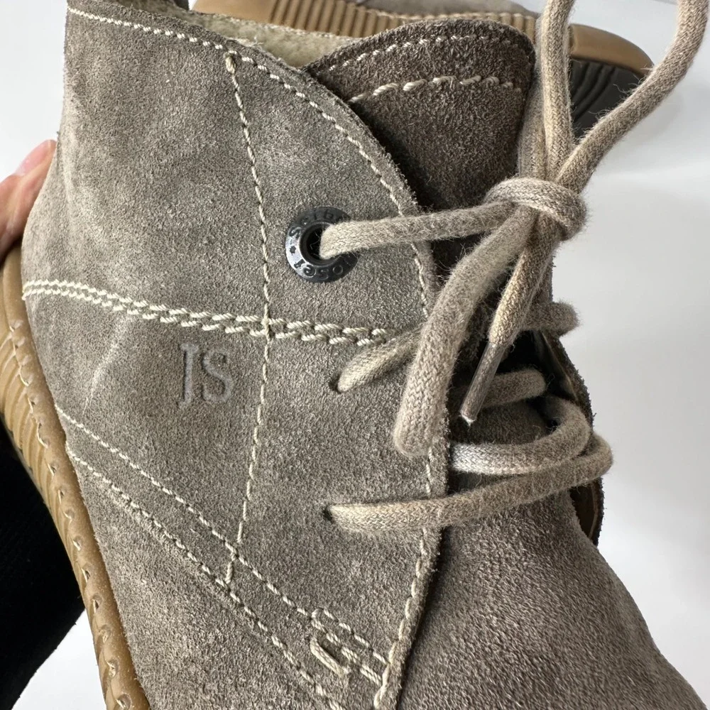Josef Seibel Maren 02 Chukka Boots Taupe Gray Suede Fleece Lined Sz 37/US 6.5-7‎